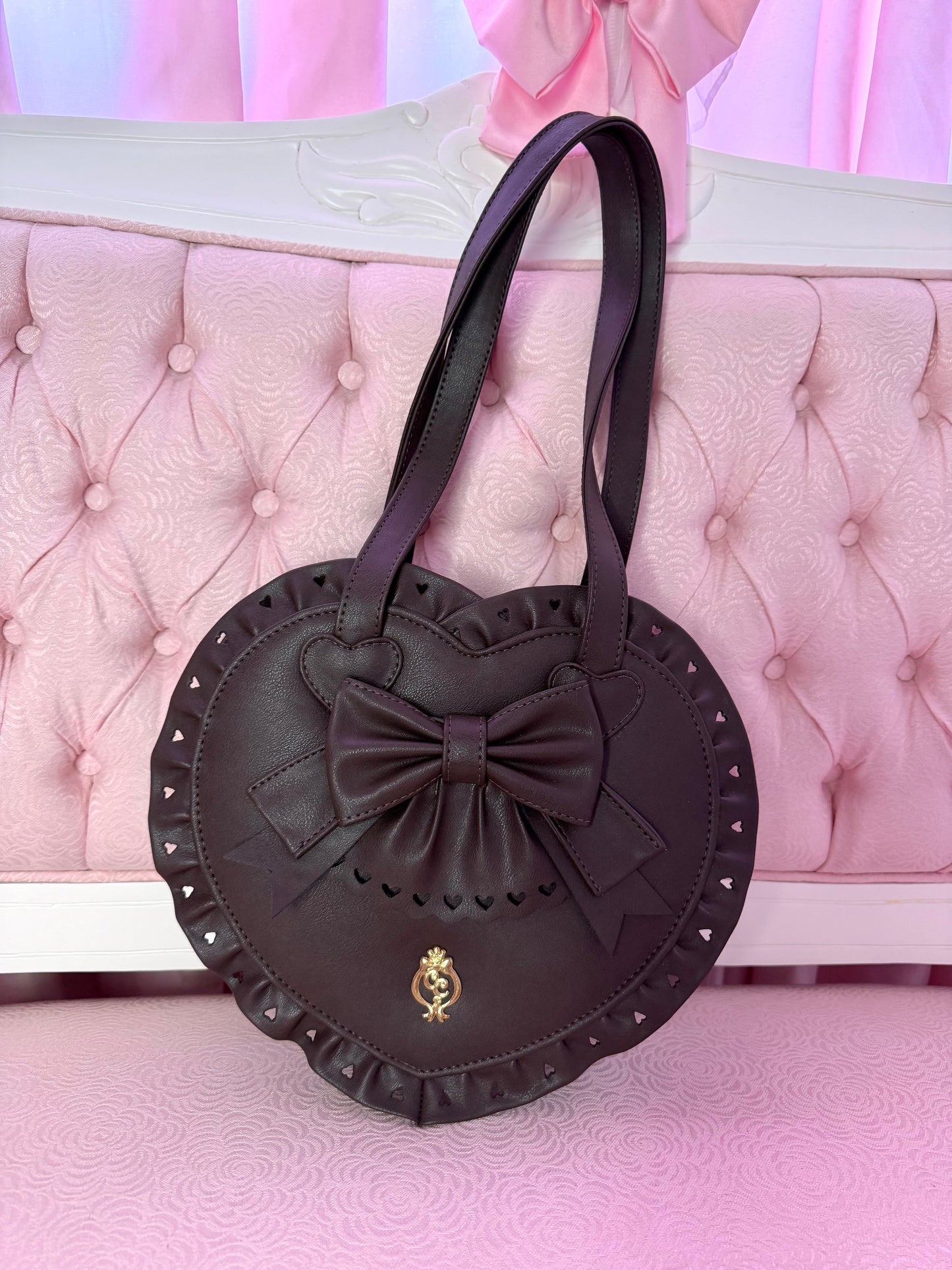 Mini Bubble Heart Handbag - Dark Chocolate