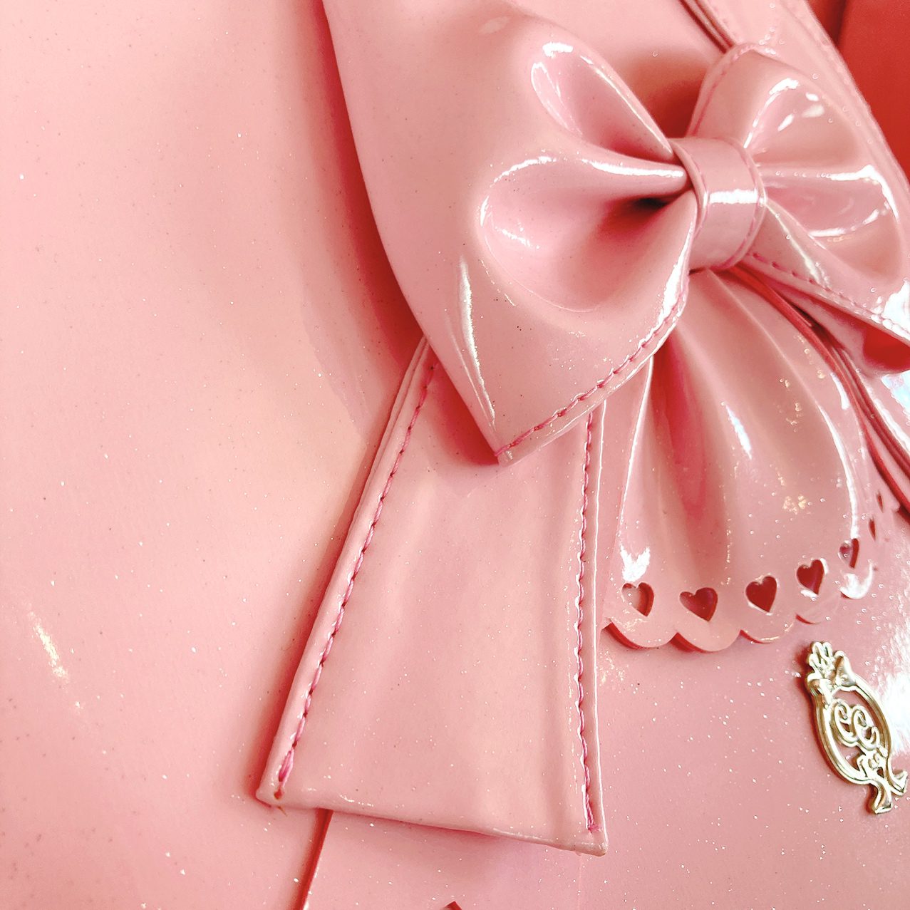 Bubble Heart Bag - Shiny Light Pink with Glitter