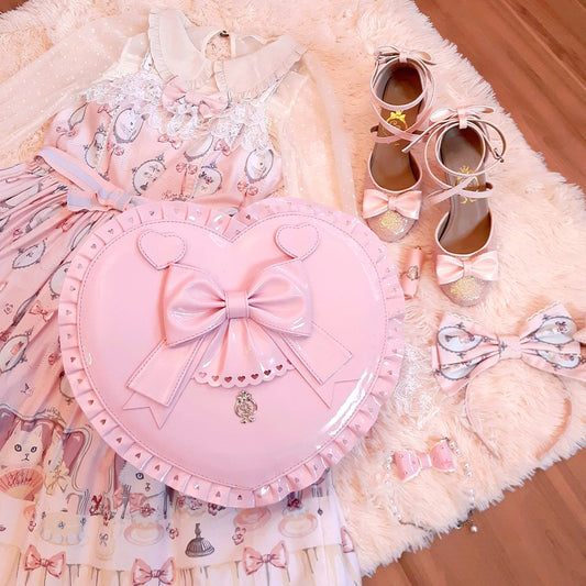Bubble Heart Bag - Shiny Light Pink with Glitter