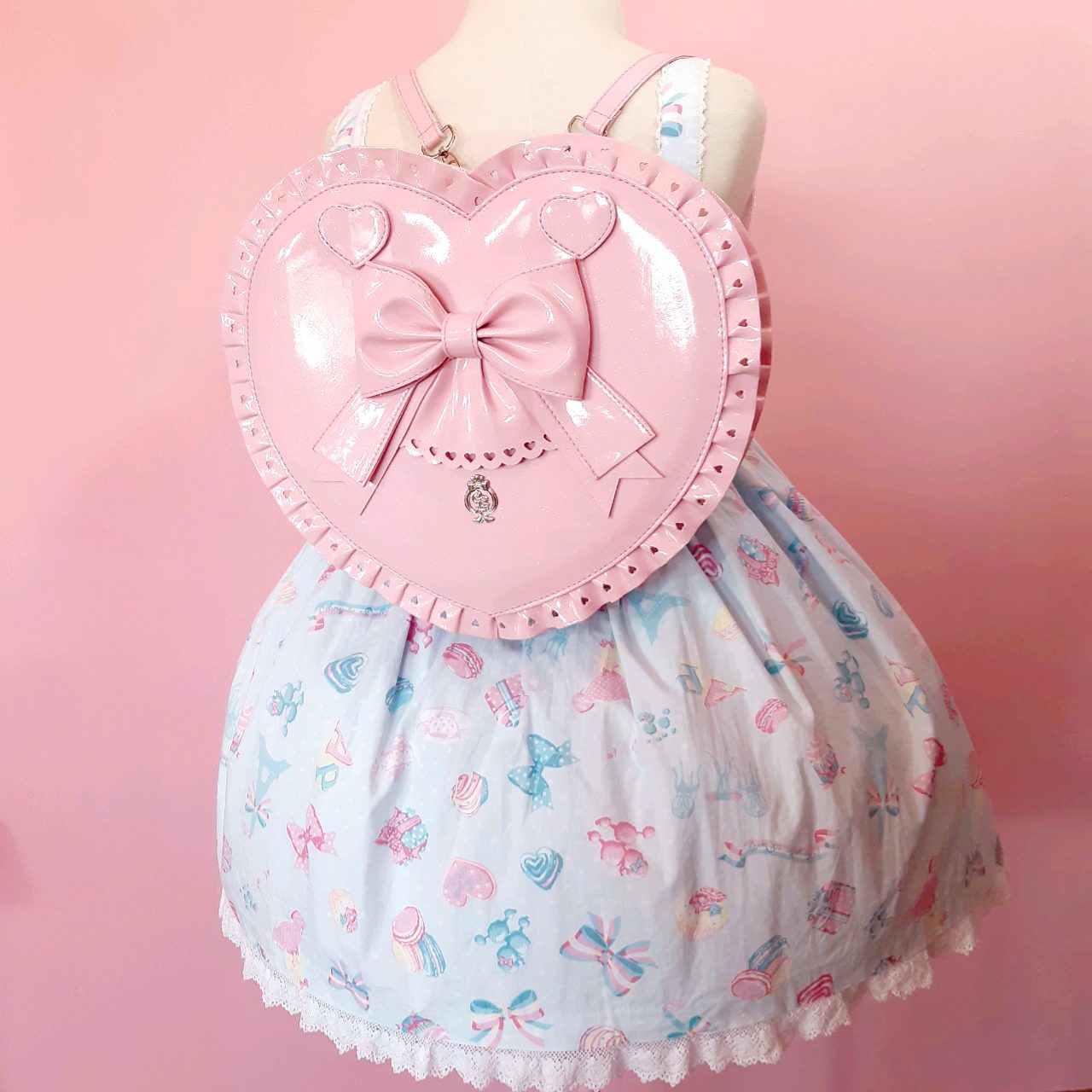 Bubble Heart Bag - Shiny Light Pink with Glitter