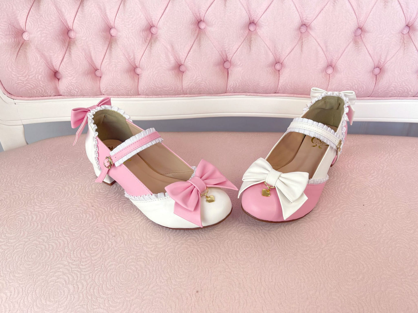 [38BR] Frilly Magical Bow Shoes - Mixed Version- Pink x White