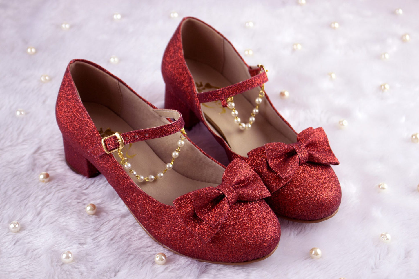[37BR] [B GRADE] Crystal Twinkle low heel - Red Glitter