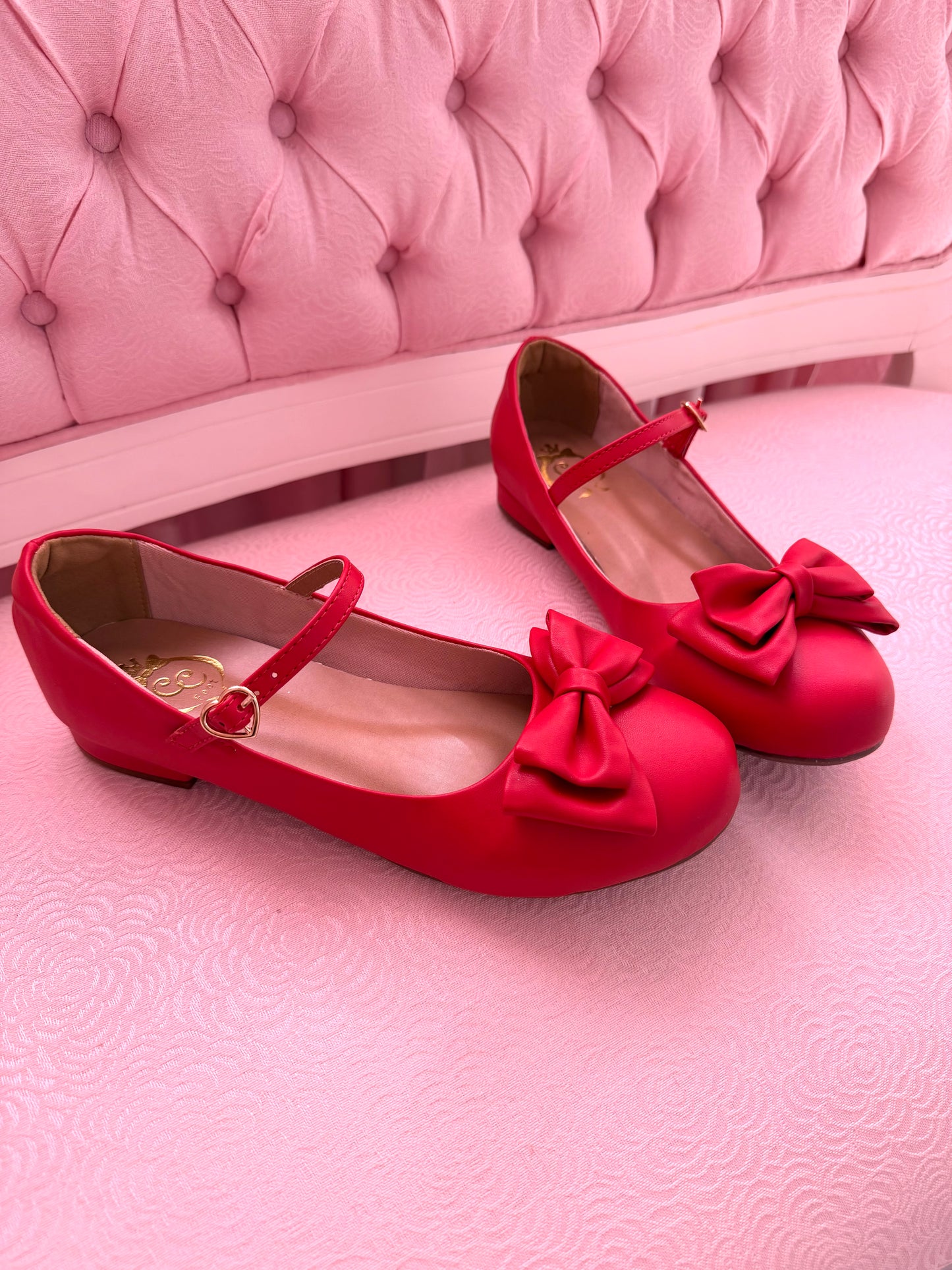 [39BR] Charm Ribbon Flats - Red