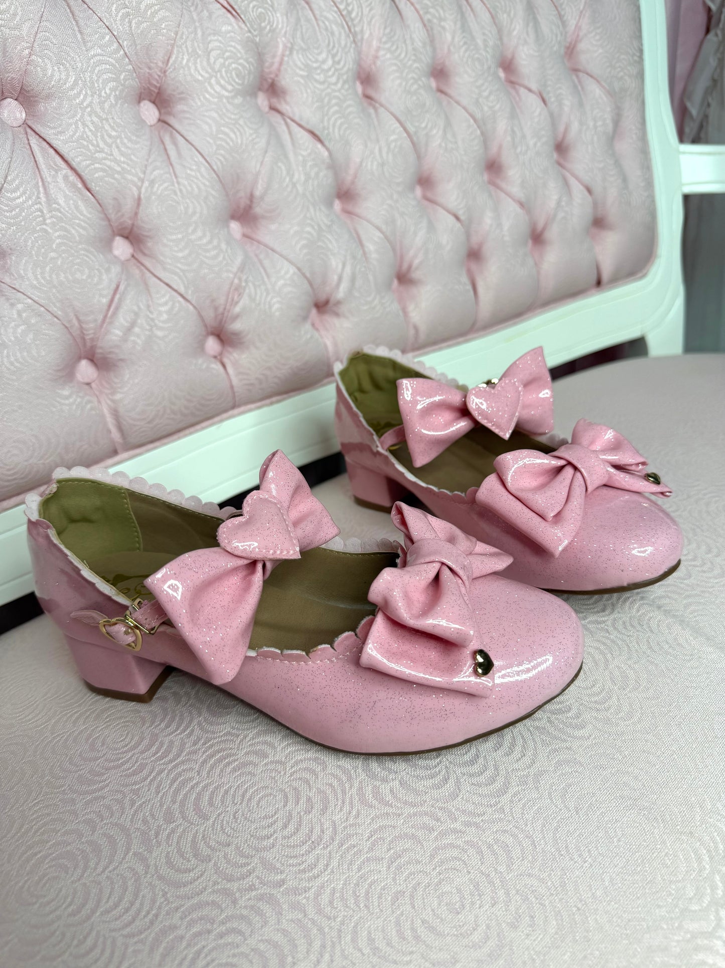 [36BR] Mahou Heart Shoes - Shiny Light Pink with Glitter