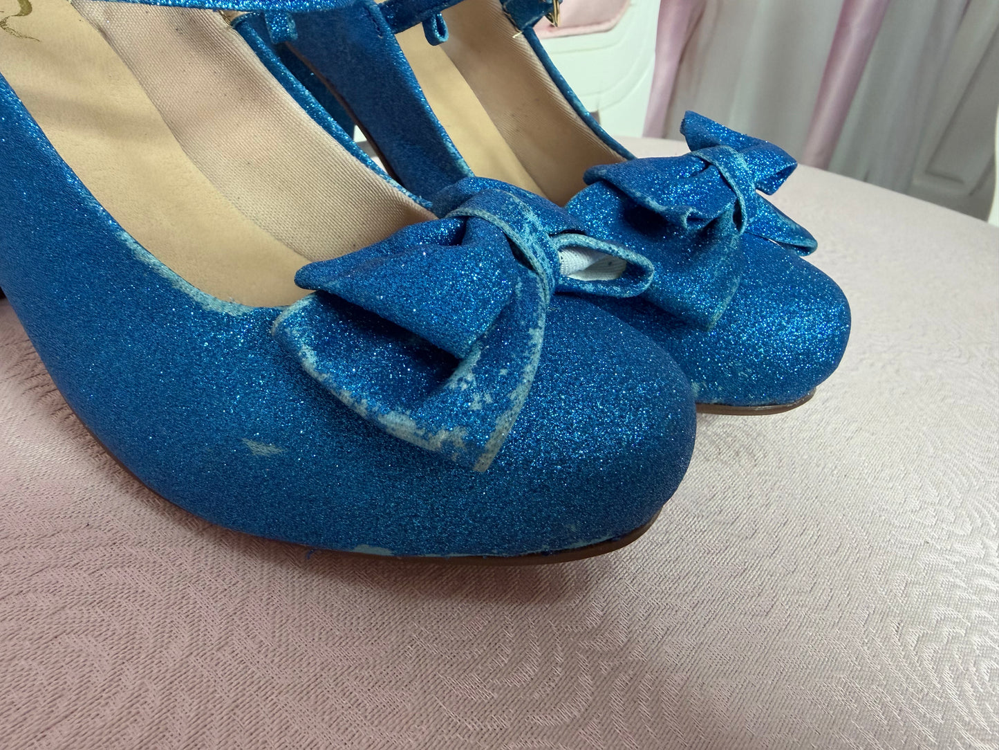[36BR] [B GRADE] Crystal Twinkle Ball Shoes - Royal Blue Glitter