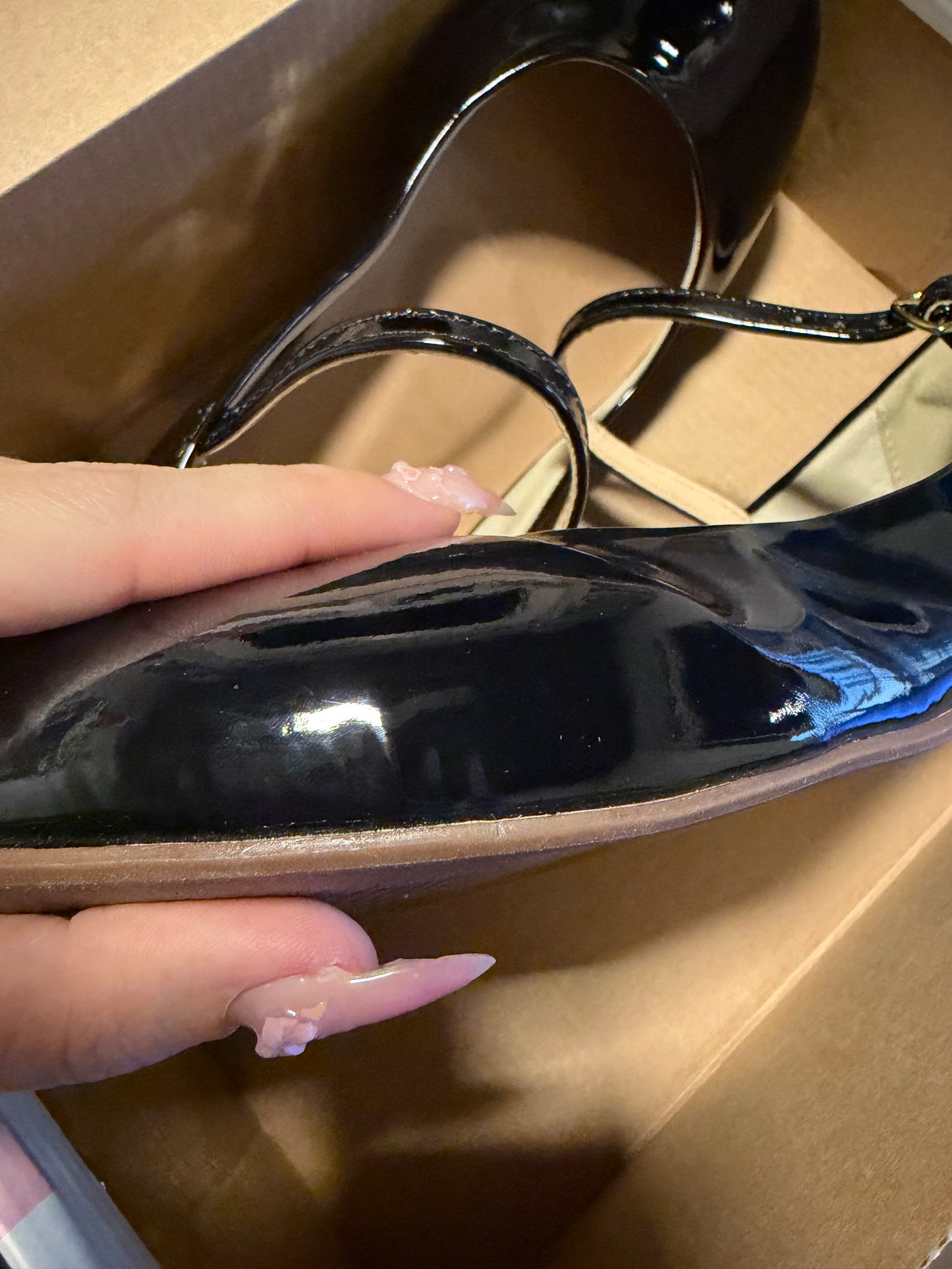 [42BR] [B Grade]  Dreamy Doll Flats - Shiny Black