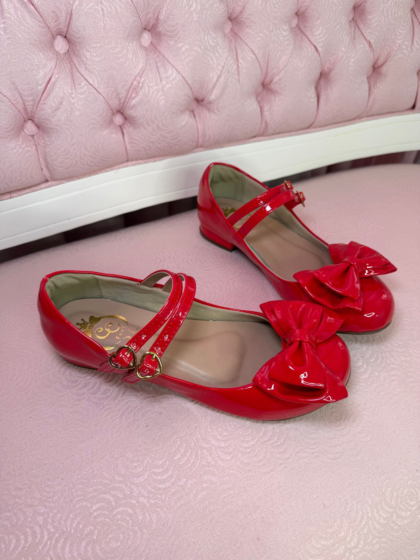 [35BR] Mahou Bow Flats - Shiny Red