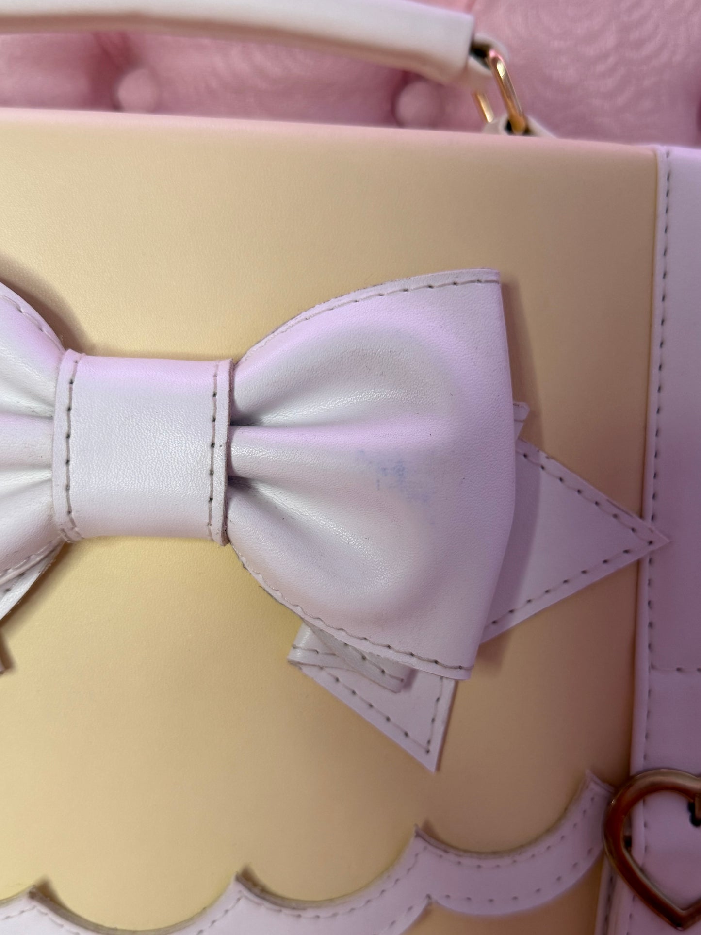 [B Grade] Frilly Academy 3way Bag -Pastel Yellow x White
