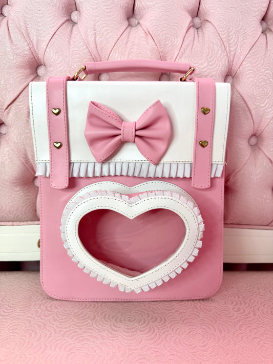 [SAMPLE ]Pop-up Heart Ita Bag - Light Pink x White