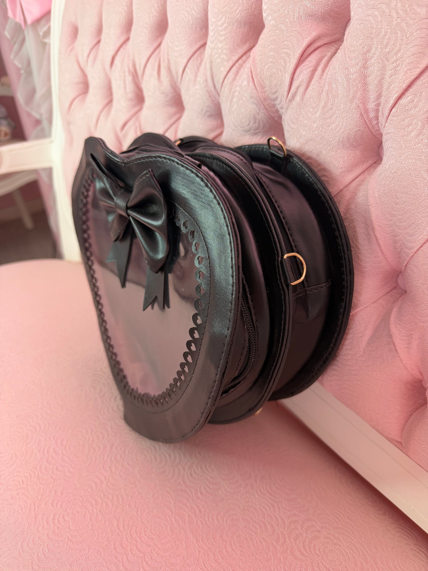 [SAMPLE ] Frilly Lovely Heart Ita Bag no frills version - Black