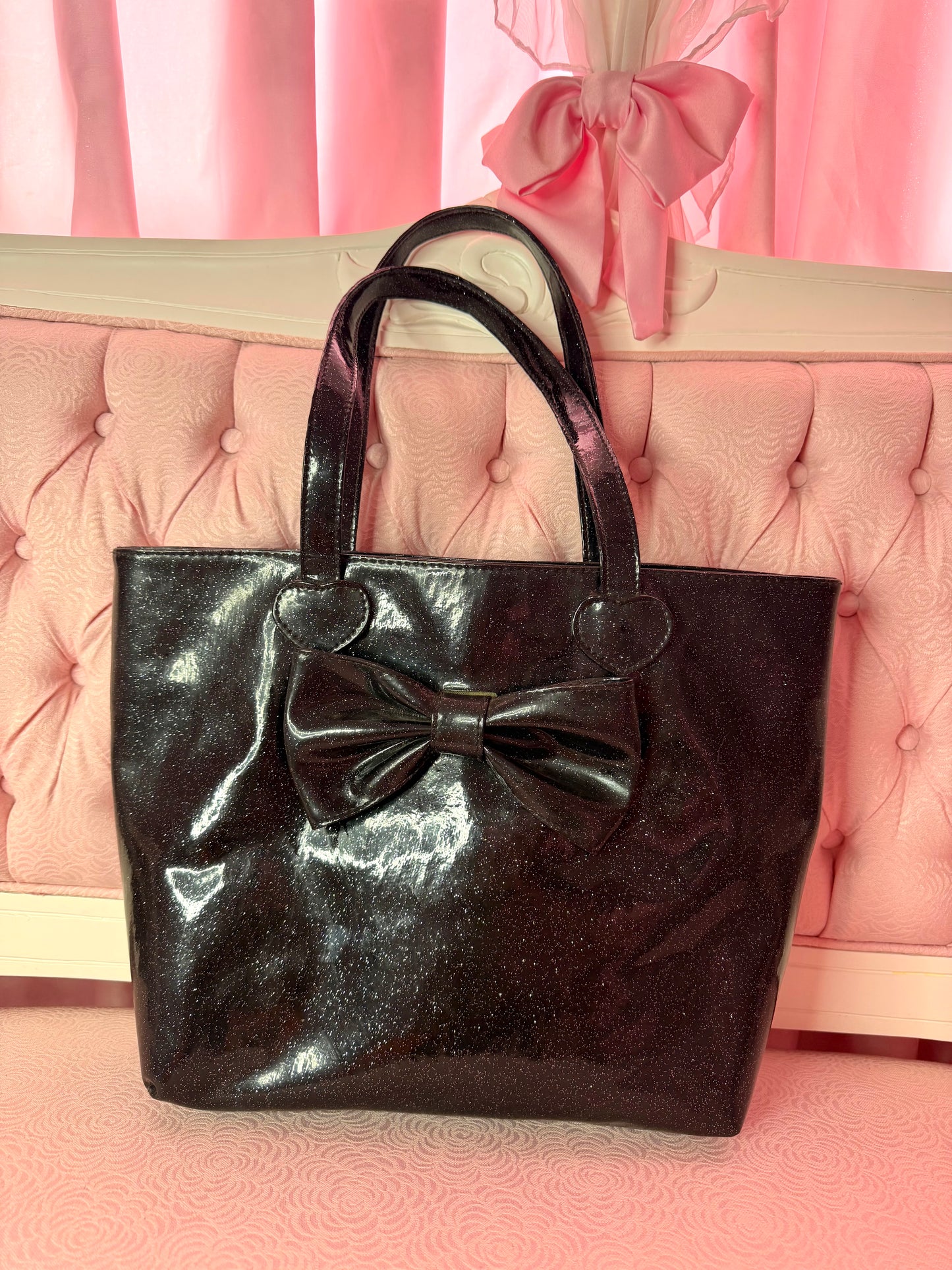 [SAMPLE] Essential Bow Bag - Shiny Black with Glitter