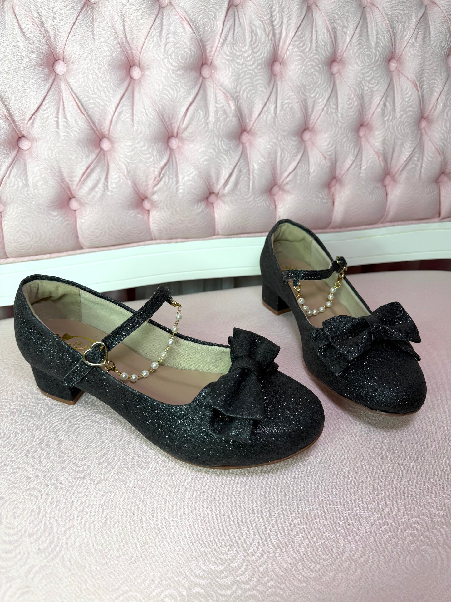 [39BR] Crystal Twinkle low heel - Black Glitter