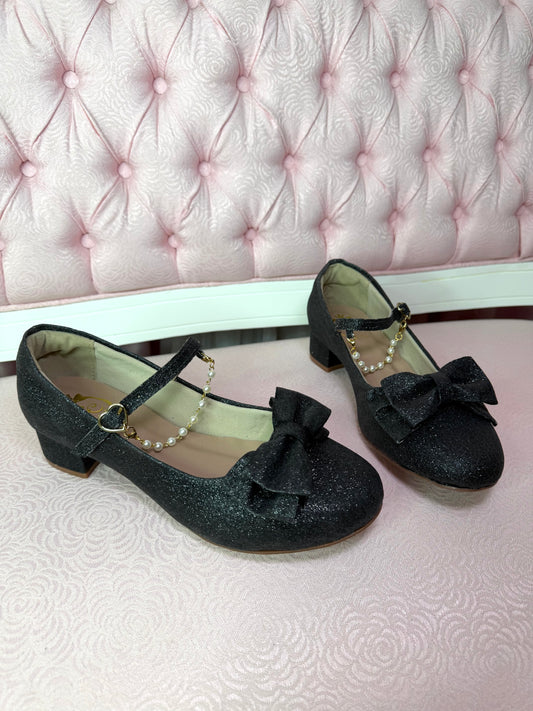 [39BR] Crystal Twinkle low heel - Black Glitter