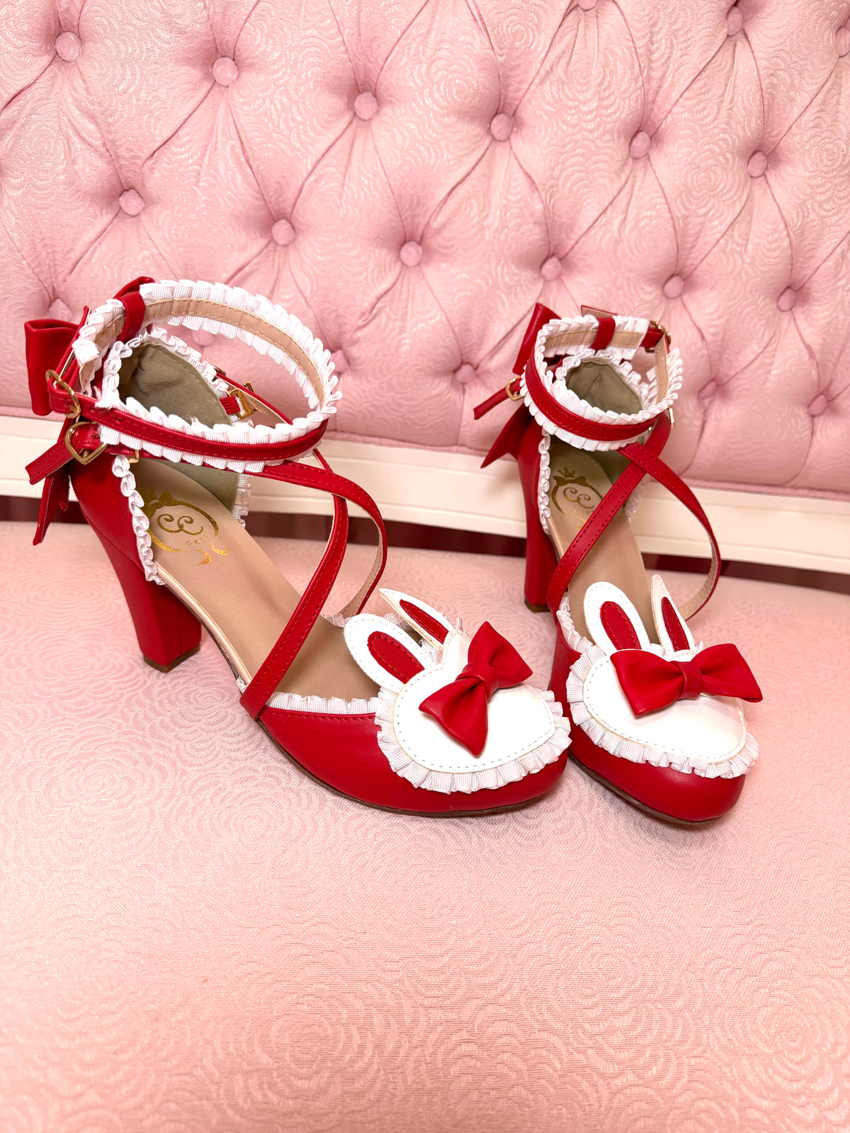 [37BR] Frilly Bunny Heels - Red