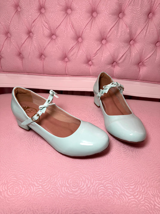 [39BR] [B GRADE]  Girly Ribbon Shoes - Shiny Mint