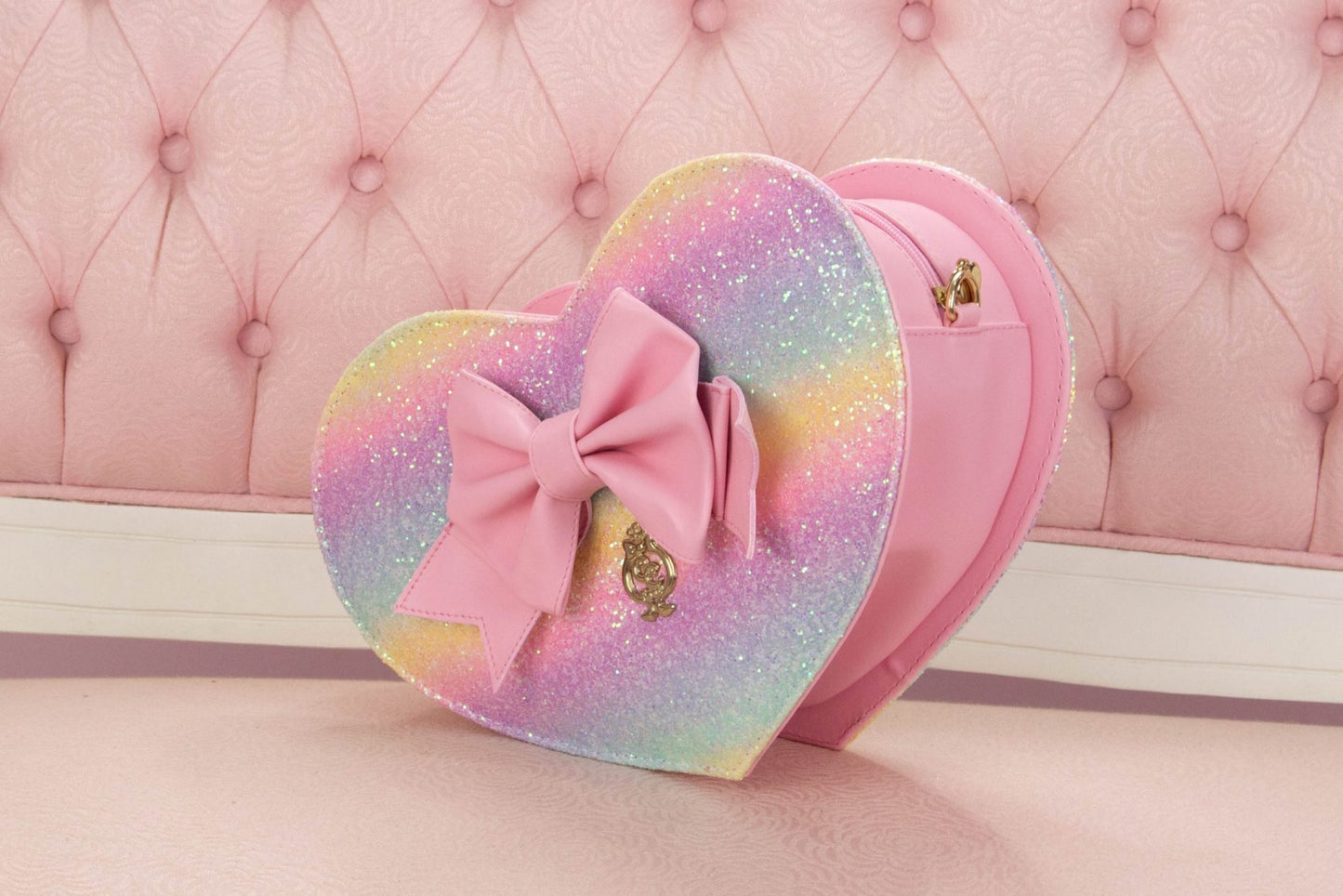 [B GRADE] Lovely Sweet Rainbow Heart Bag - Light Pink