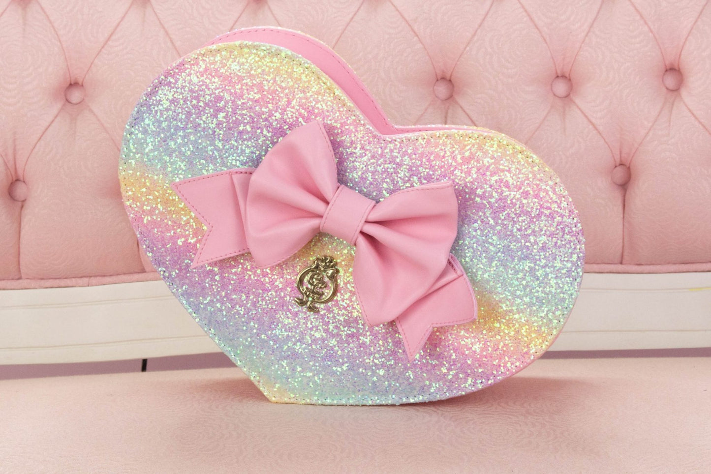Lovely Sweet Rainbow Heart Bag - Light Pink