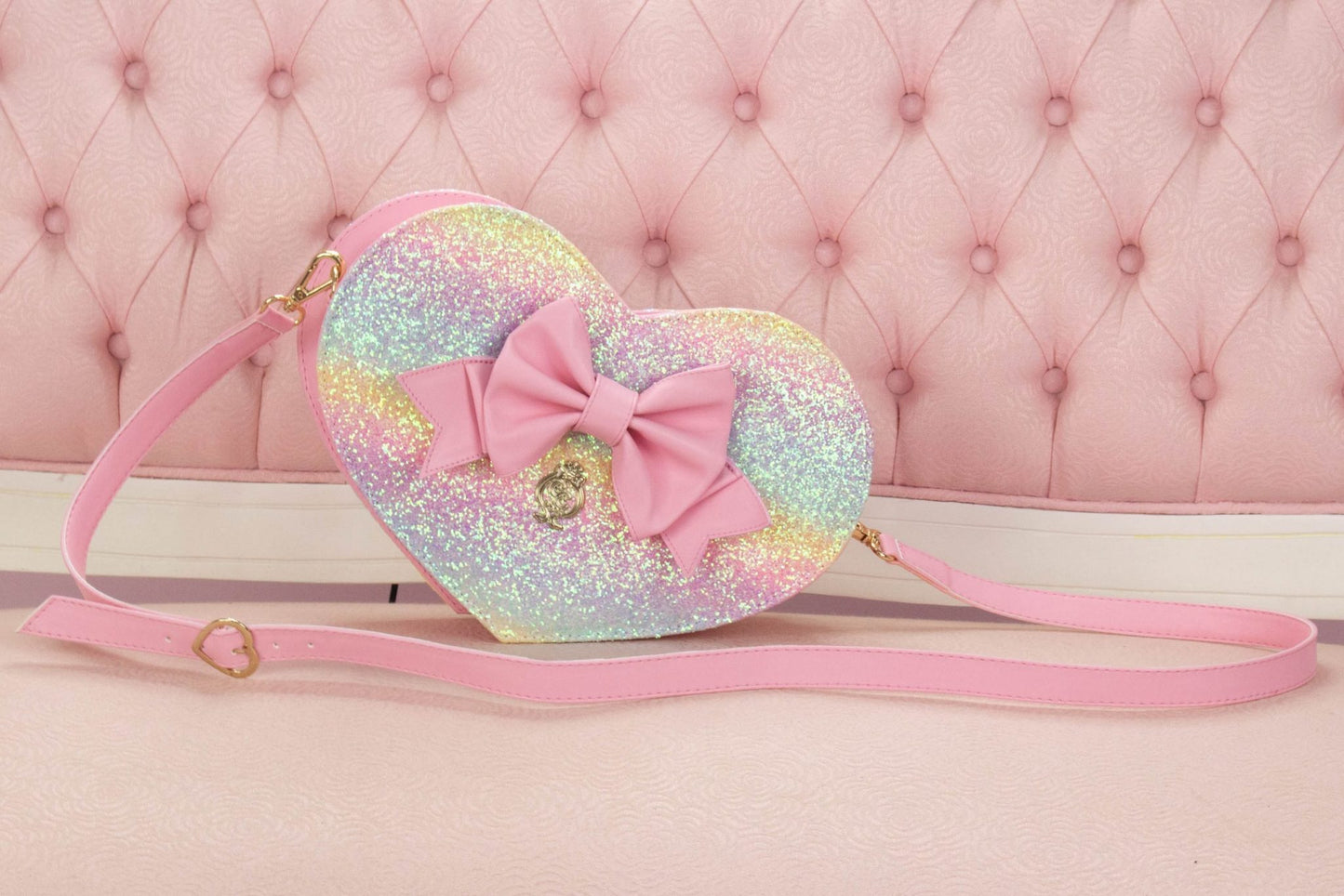 [B GRADE] Lovely Sweet Rainbow Heart Bag - Light Pink