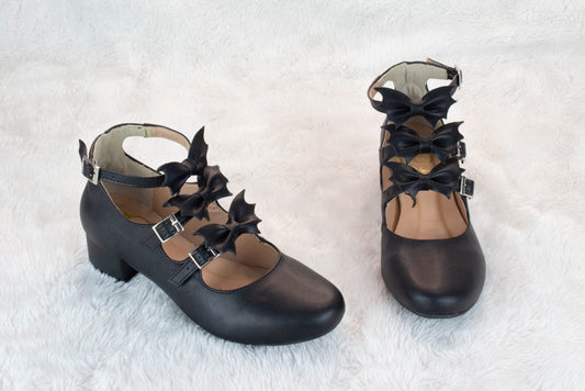 [35BR] Spooky Triple Bat Shoes- Black