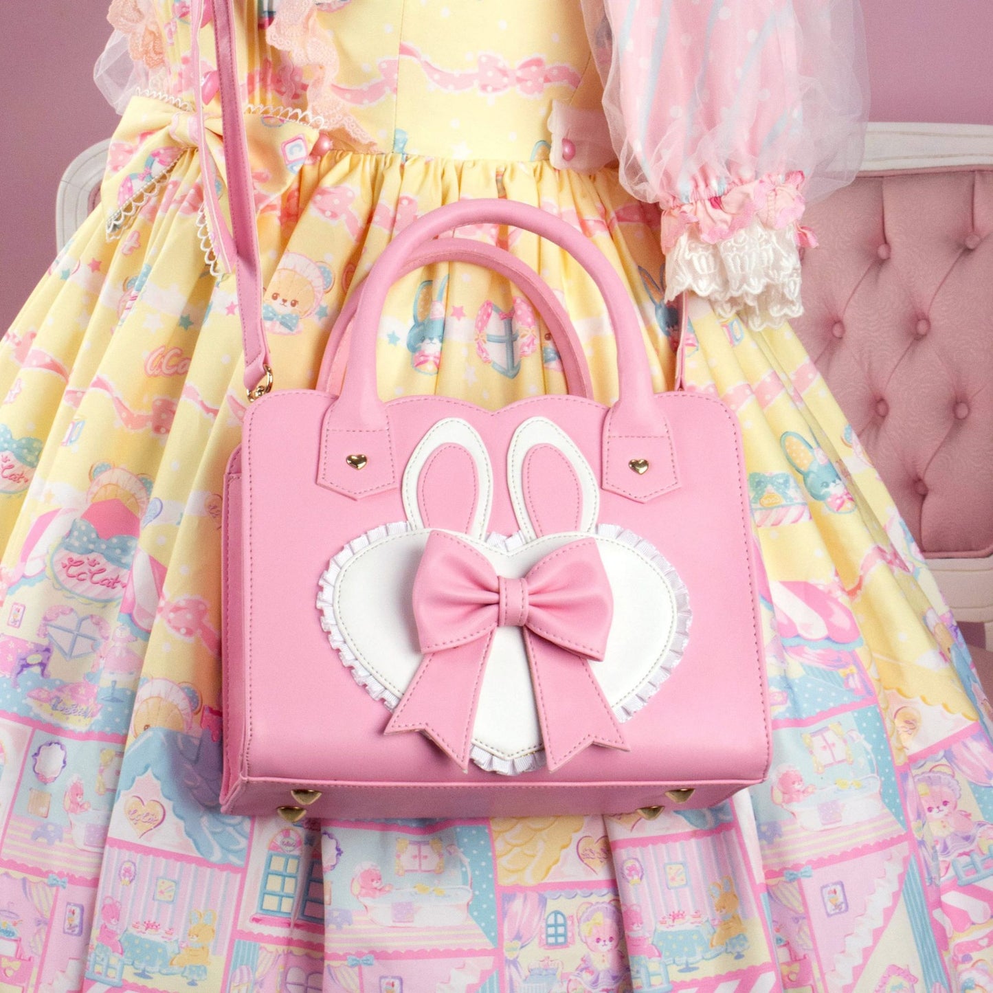 Frilly Bunny Hearty Bag - Light Pink