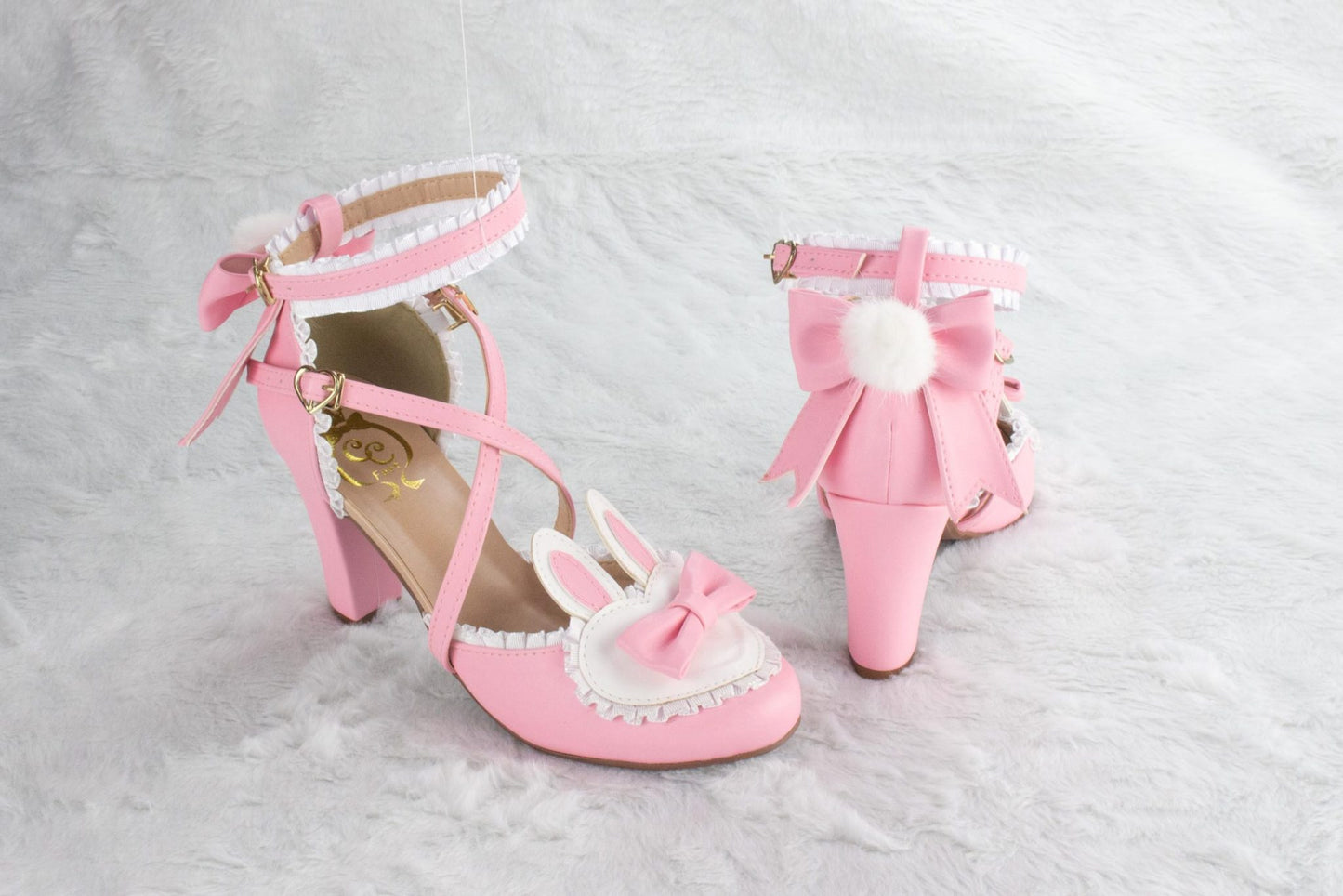 [37BR] Frilly Bunny Heels - Light Pink