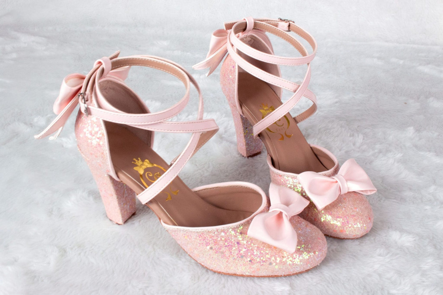[42BR] Fairy Ballerina Glitter Heels - Light Pink Glitter