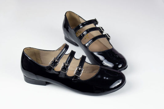[39BR] Triple Royal Classic Flats - Shiny Black