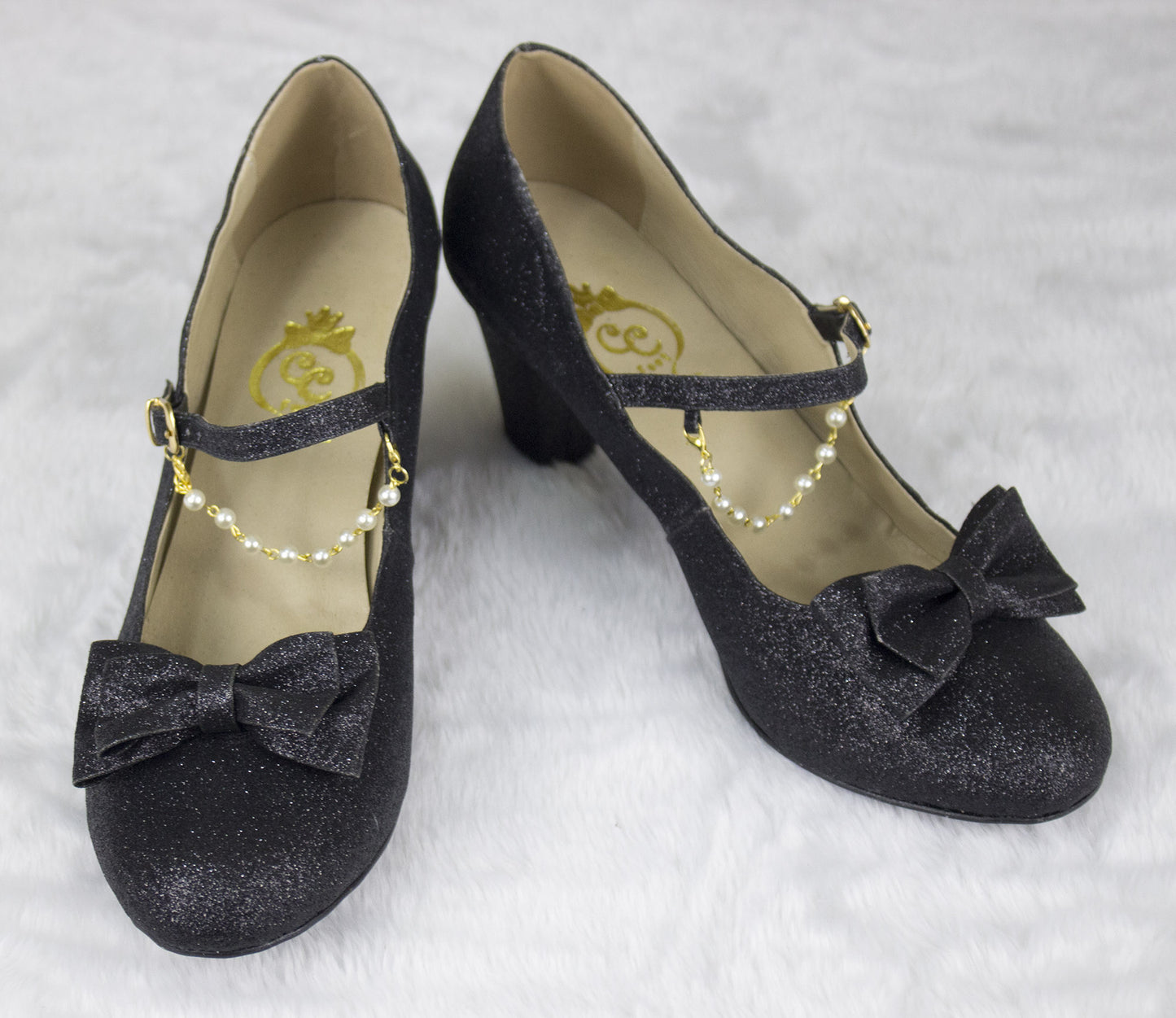 [38BR] Crystal Twinkle Ball Shoes - Black Glitter