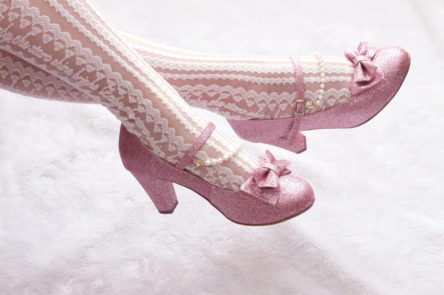 [40BR] Crystal Twinkle Ball Shoes - Pink Glitter